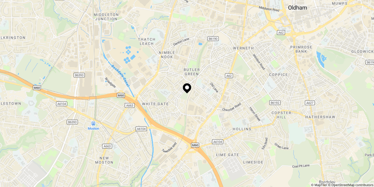 Approximate location of Summercroft, Chadderton, Oldham, OL9