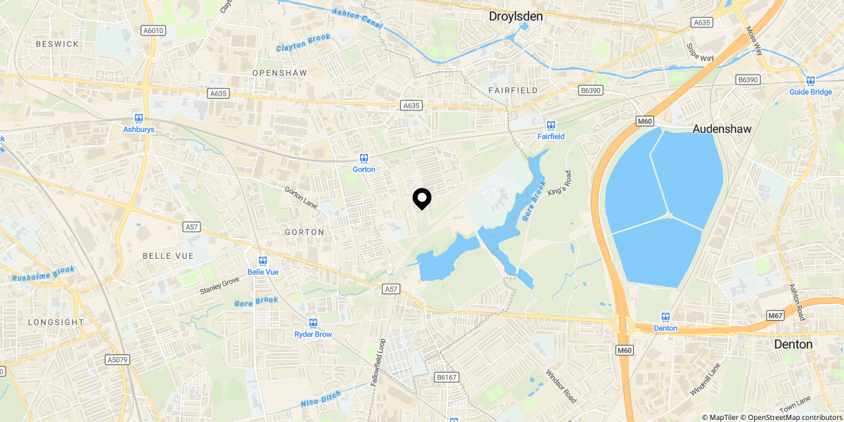 Approximate location of Chertsey Close, Gorton, Manchester, M18